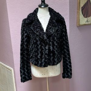 Candies Faux Fur Jacket-Black